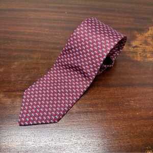 New! ($89) Brooks Brothers Red Blue AOP Logo Tie Italian Fabric Made in USA silk